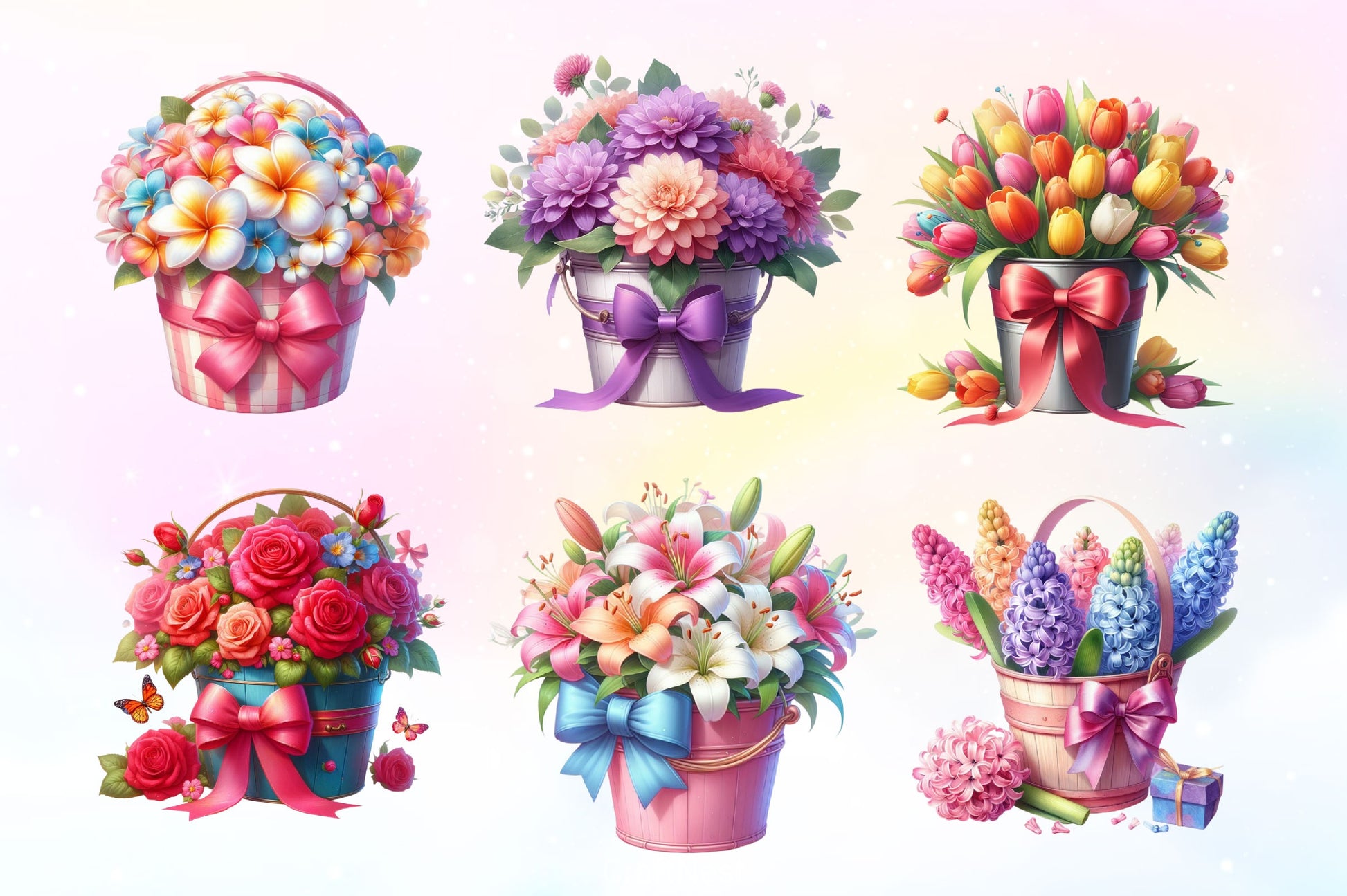 Spring Flower Bucket Clipart Bundle 2 - CraftNest - Digital Crafting and Art