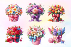 Spring Flower Bucket Clipart Bundle 2 - CraftNest - Digital Crafting and Art