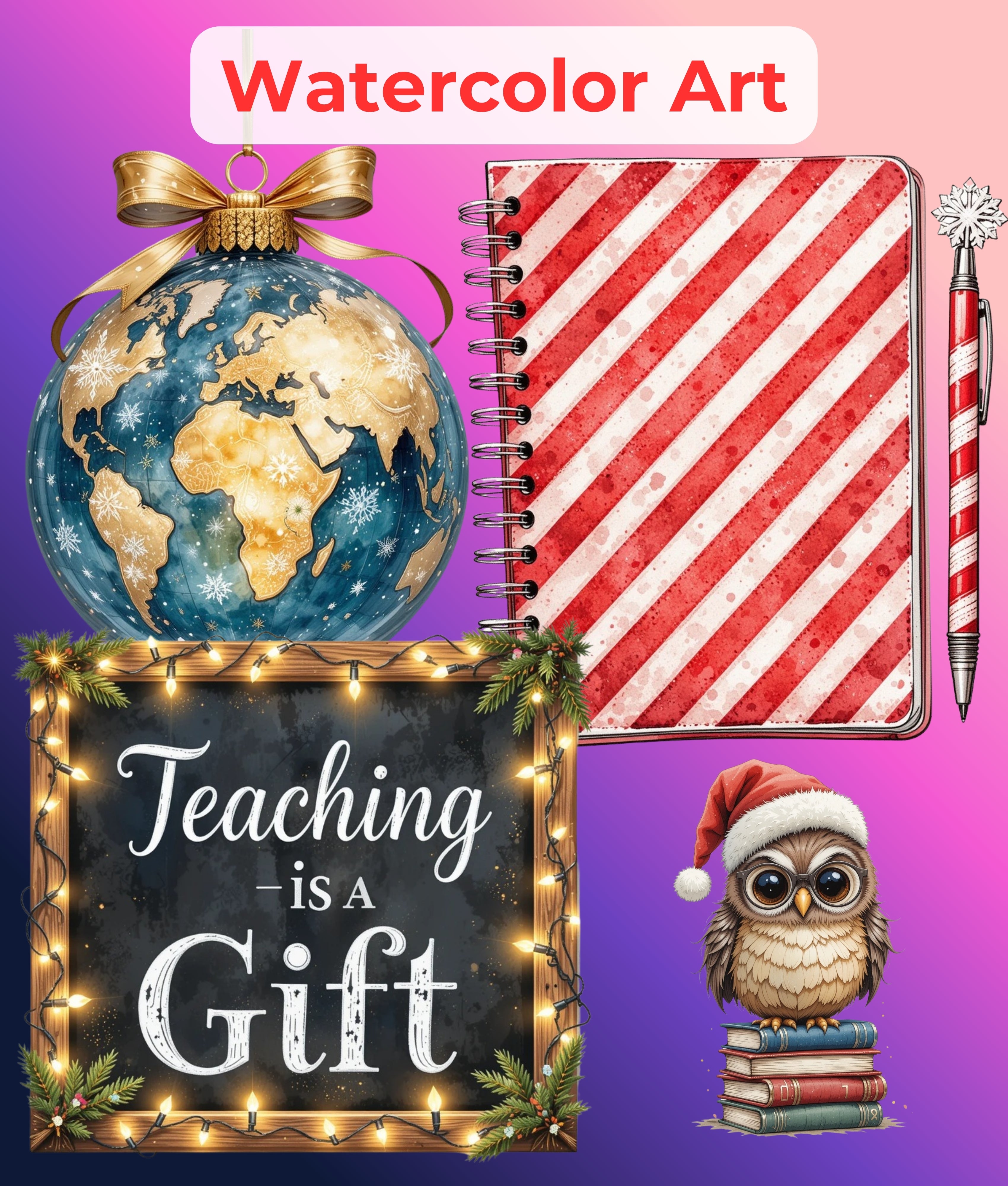 Teacher Christmas Clipart Bundle