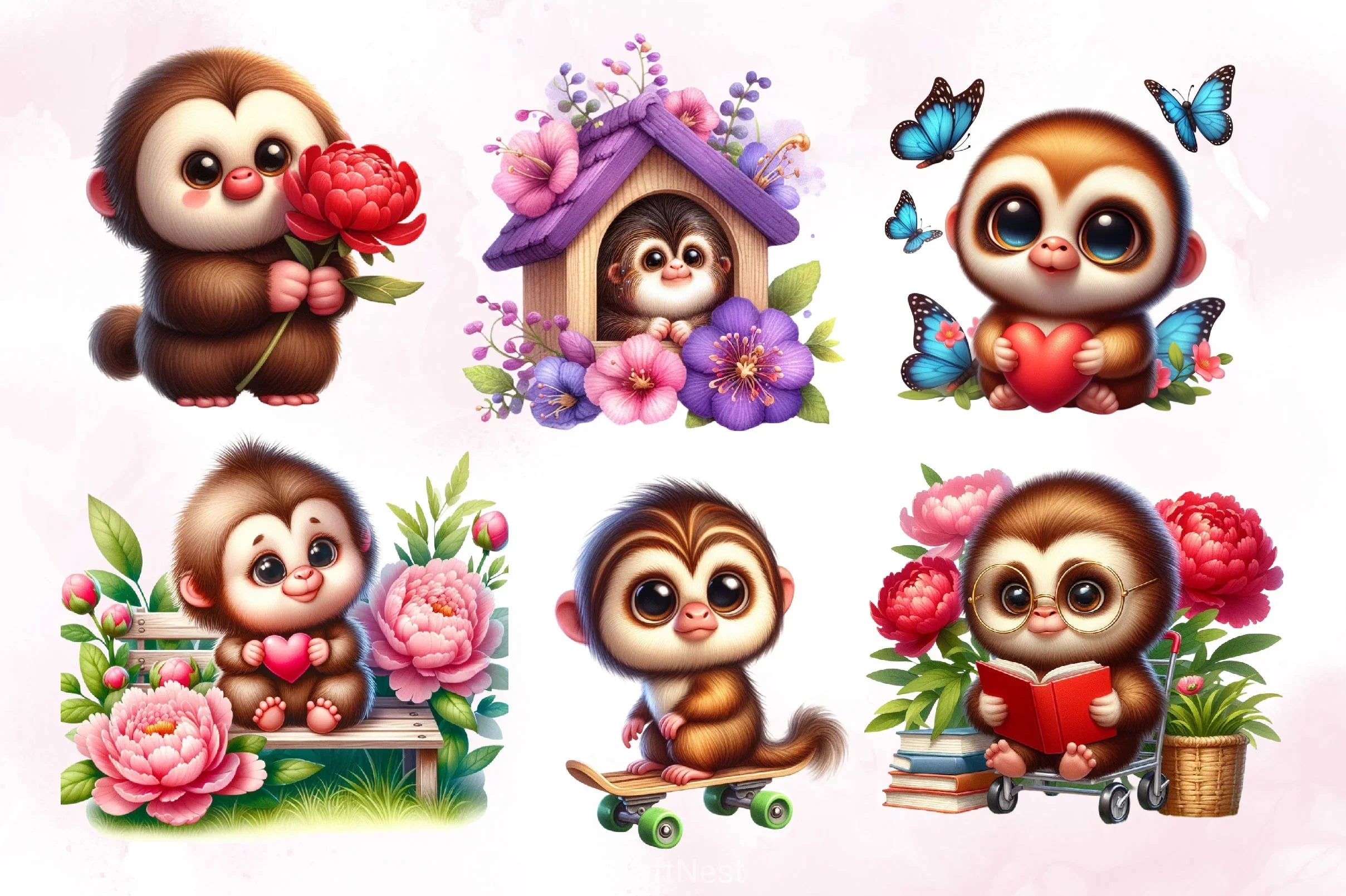 Cute Monkey Clipart Bundle 2 - CraftNest - Digital Crafting and Art