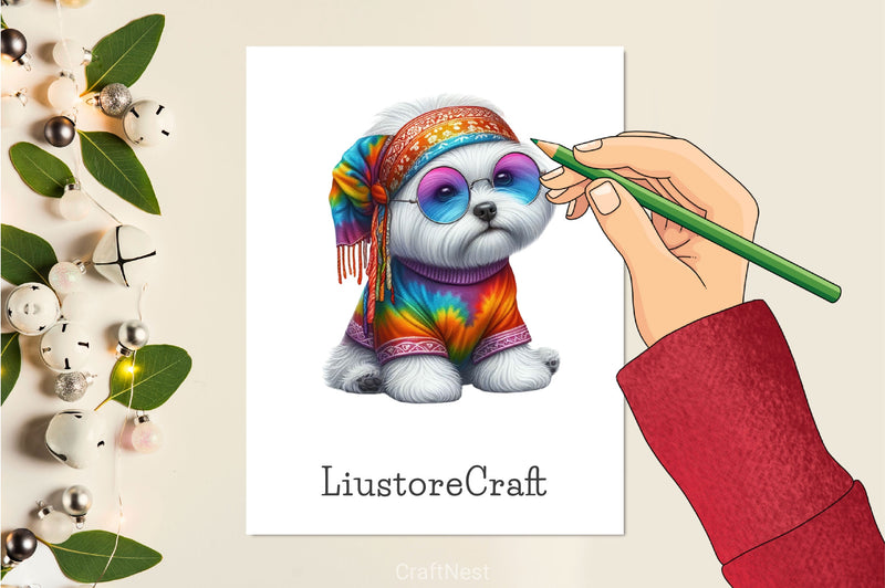 Hippie Dog Clipart Bundle 2 - CraftNest - Digital Crafting and Art