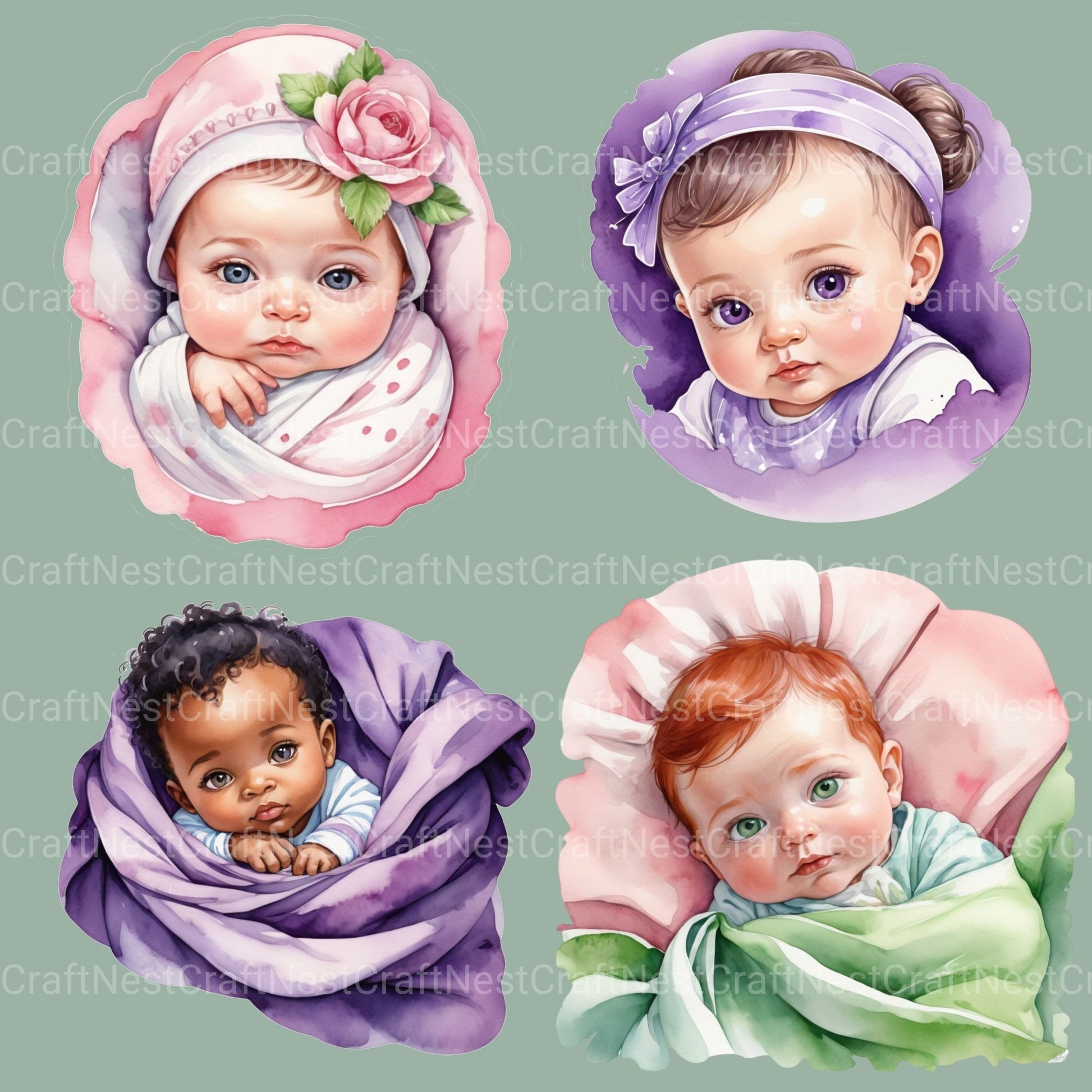 Baby Girls Clipart Bundle - CraftNest - Digital Crafting and Art