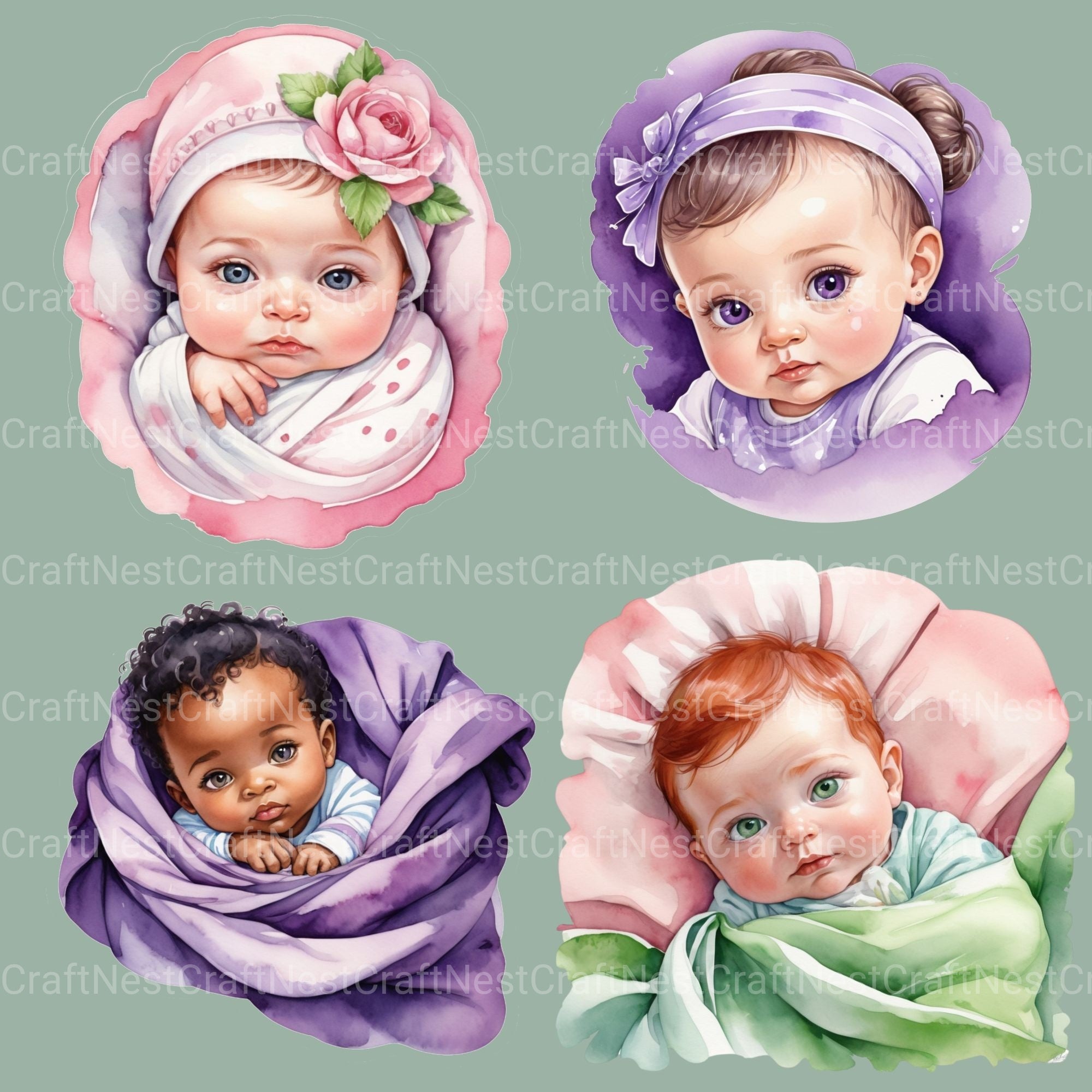 Baby Girls Clipart Bundle - CraftNest - Digital Crafting and Art