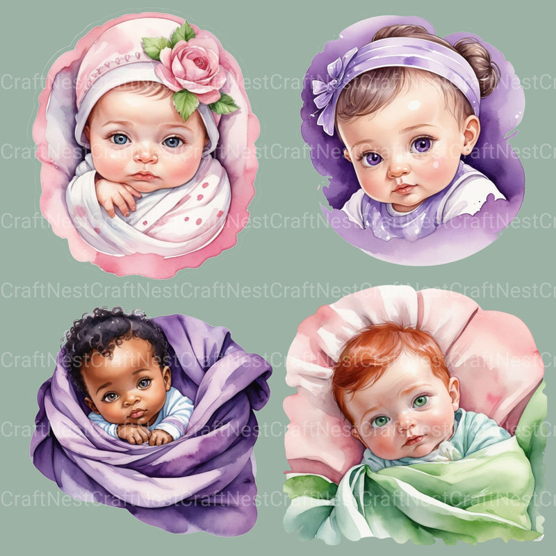 Baby Girls Clipart Bundle - CraftNest - Digital Crafting and Art