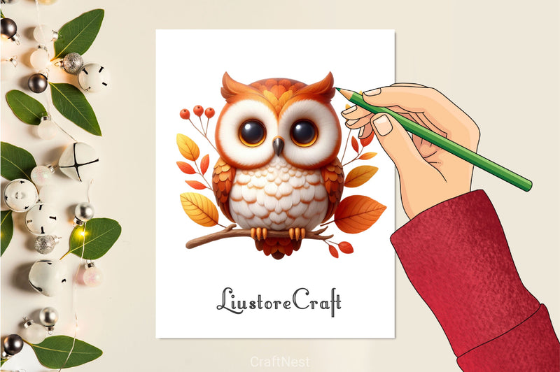 Cute Autumn Owl Clipart Bundle 2 - CraftNest - Digital Crafting and Art