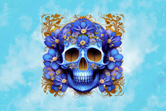 Royal Blue Floral Skulls Clipart Bundle - CraftNest - Digital Crafting and Art