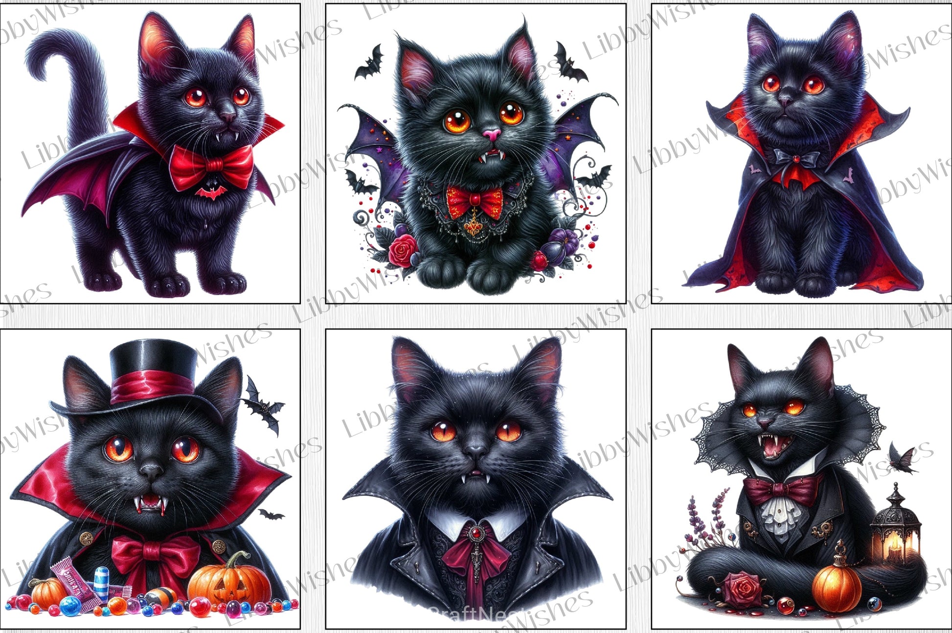 Halloween Vampire Cat Clipart Bundle - CraftNest - Digital Crafting and Art