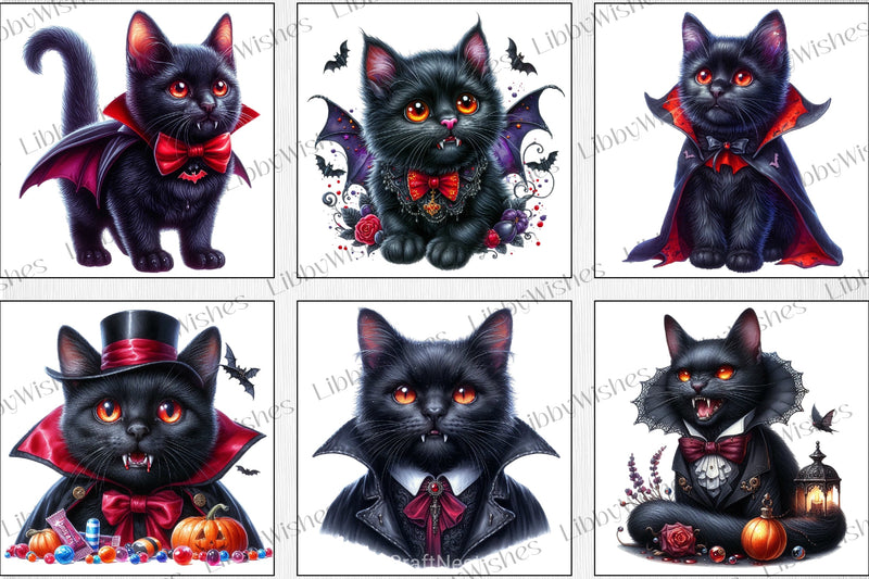 Halloween Vampire Cat Clipart Bundle - CraftNest - Digital Crafting and Art