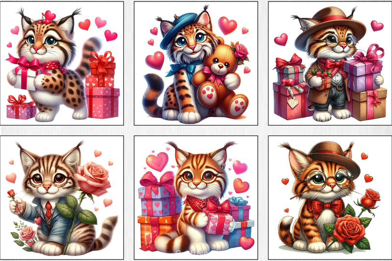 Valentine's Day Lynx Clipart Bundle - CraftNest - Digital Crafting and Art