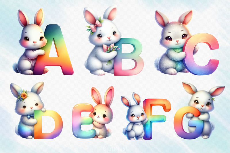 Easter Bunny Alphabet Clipart Bundle 2 - CraftNest - Digital Crafting and Art