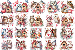 Valentine Owl & House Clipart Bundle - CraftNest - Digital Crafting and Art
