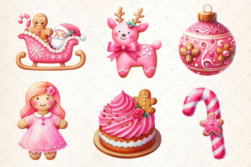 Pink Gingerbread Clipart Bundle - CraftNest - Digital Crafting and Art