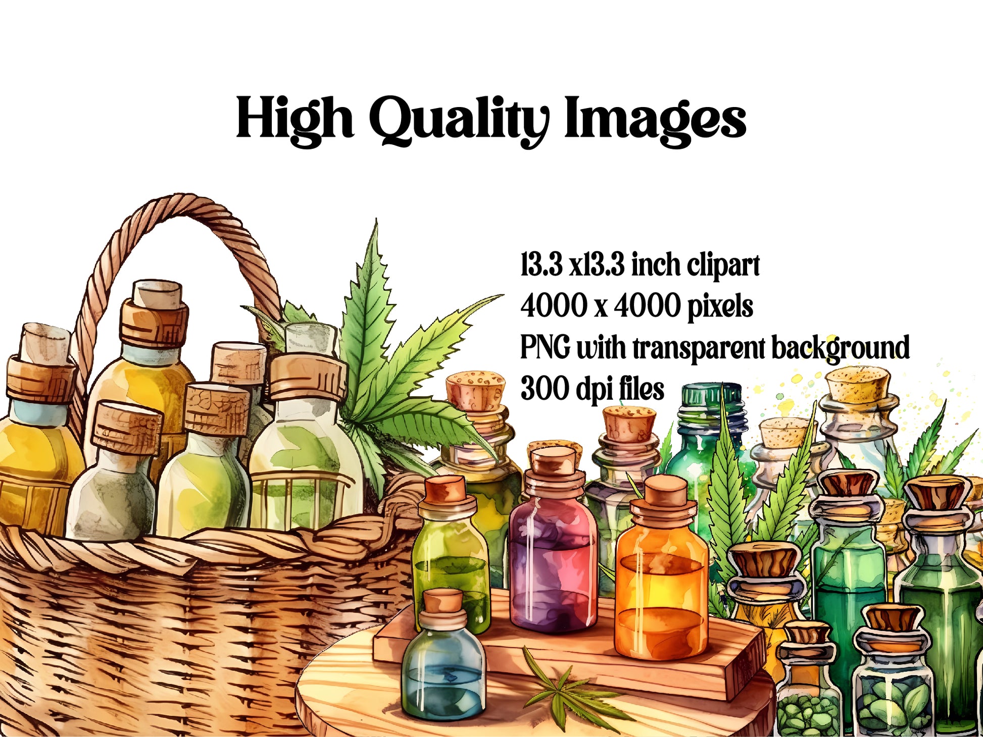 Cannabis Essential Oil Bottles clipart - CraftNest