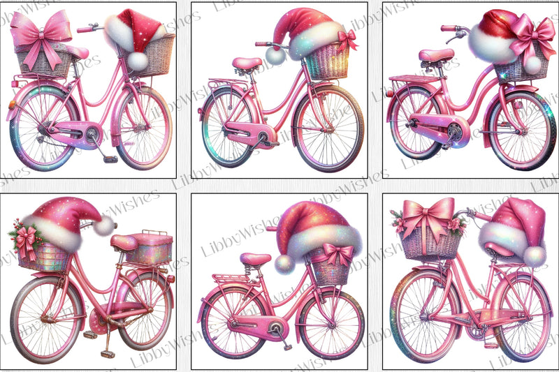 Christmas Bicycle Clipart Bundle - CraftNest - Digital Crafting and Art