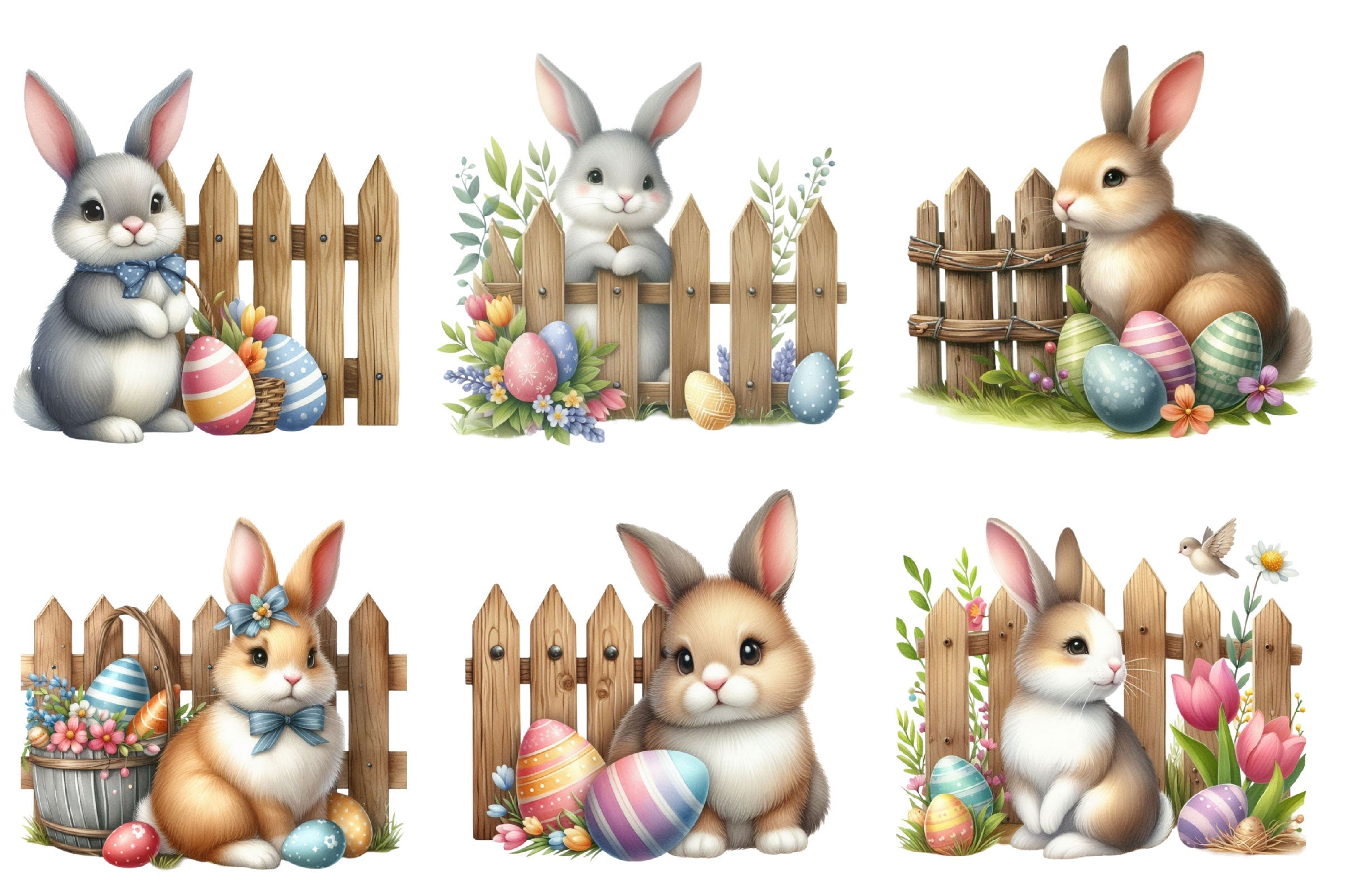 Easter Bunny Fence Clipart Bundle - CraftNest - Digital Crafting and Art