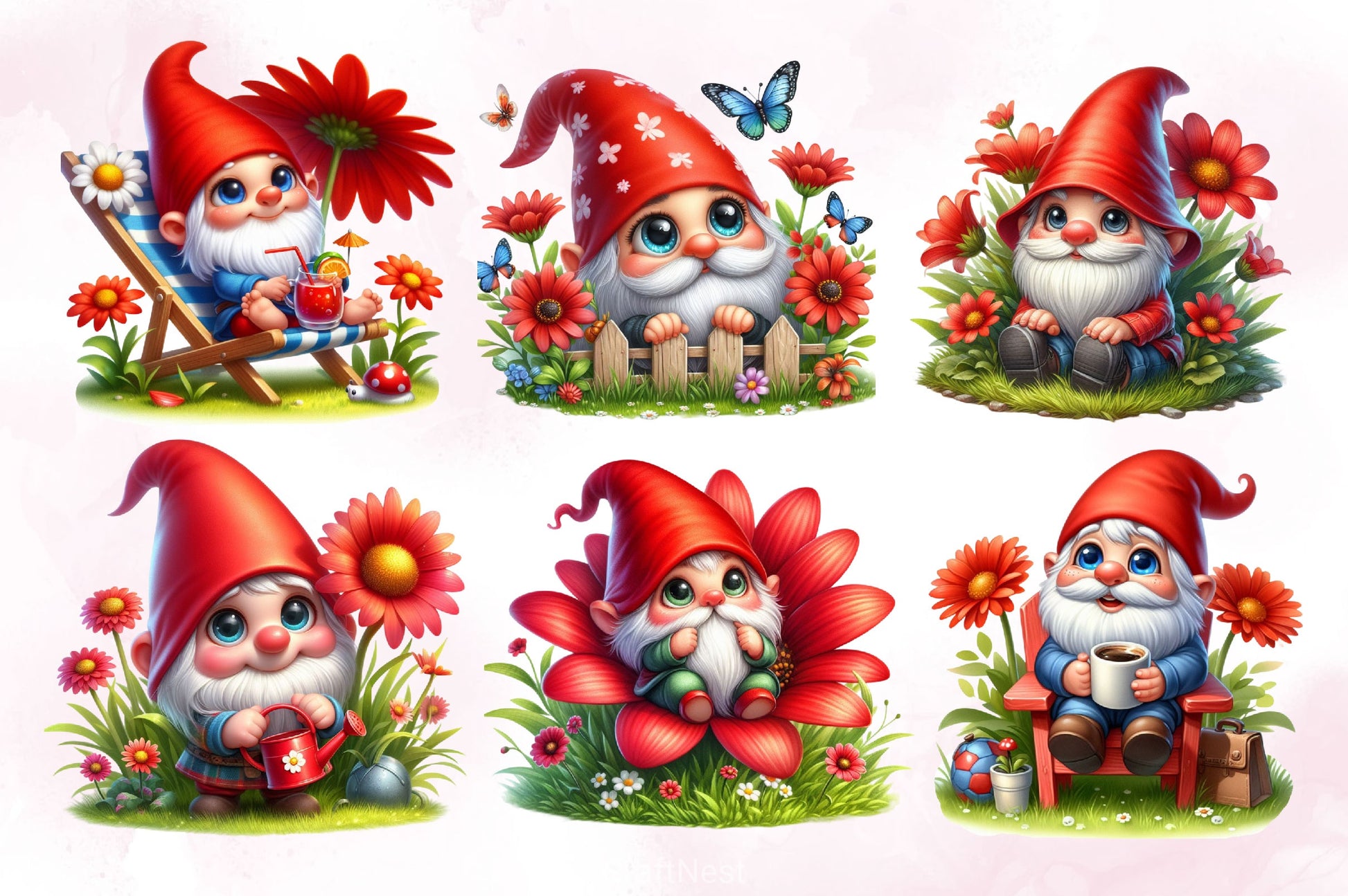 Cute Summer Gnome Clipart Bundle 1 - CraftNest - Digital Crafting and Art
