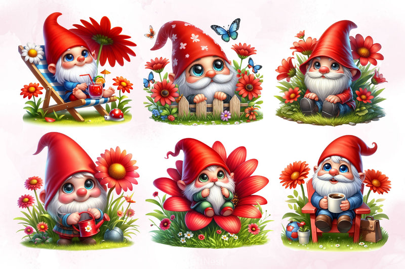 Cute Summer Gnome Clipart Bundle 1 - CraftNest - Digital Crafting and Art