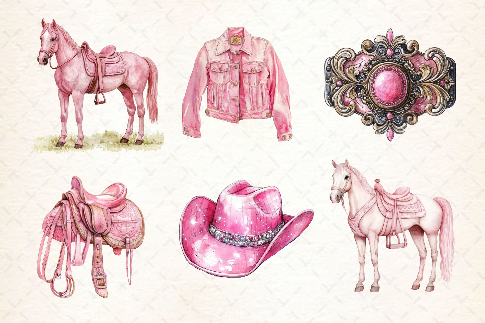 Pink Western Cowgirl Clipart Bundle 2 - CraftNest - Digital Crafting and Art