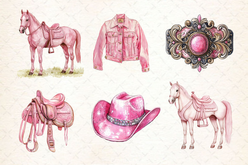 Pink Western Cowgirl Clipart Bundle 2 - CraftNest - Digital Crafting and Art