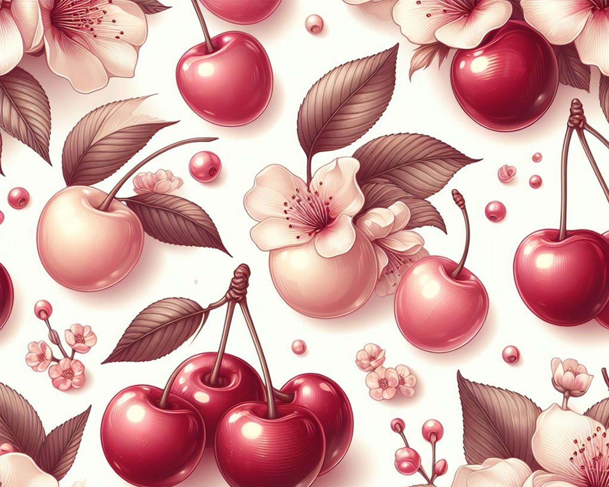 Cherry Seamless Digital Paper - CraftNest - Digital Crafting and Art
