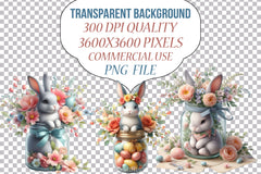 Easter Bunny Flowers Clipart Bundle - CraftNest - Digital Crafting and Art