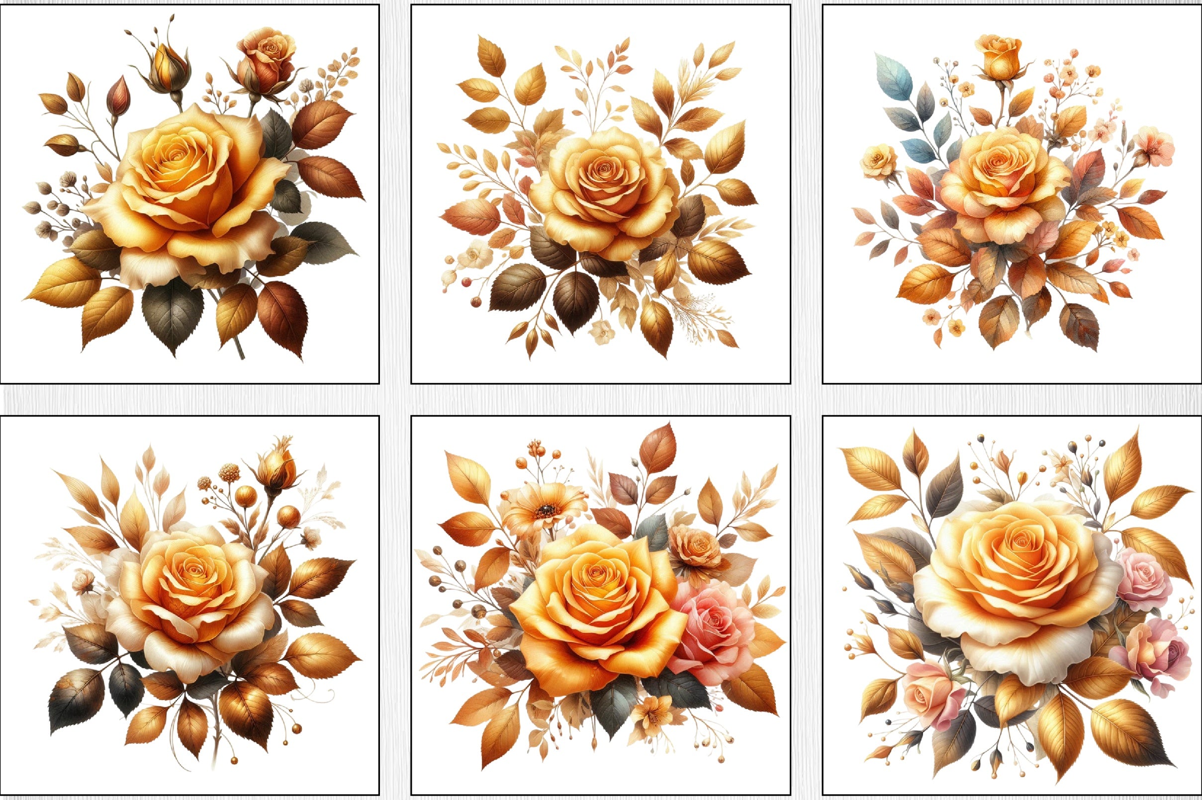 Golden Rose Clipart Bundle - CraftNest - Digital Crafting and Art