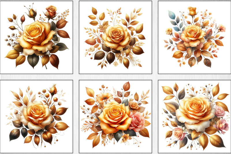 Golden Rose Clipart Bundle - CraftNest - Digital Crafting and Art