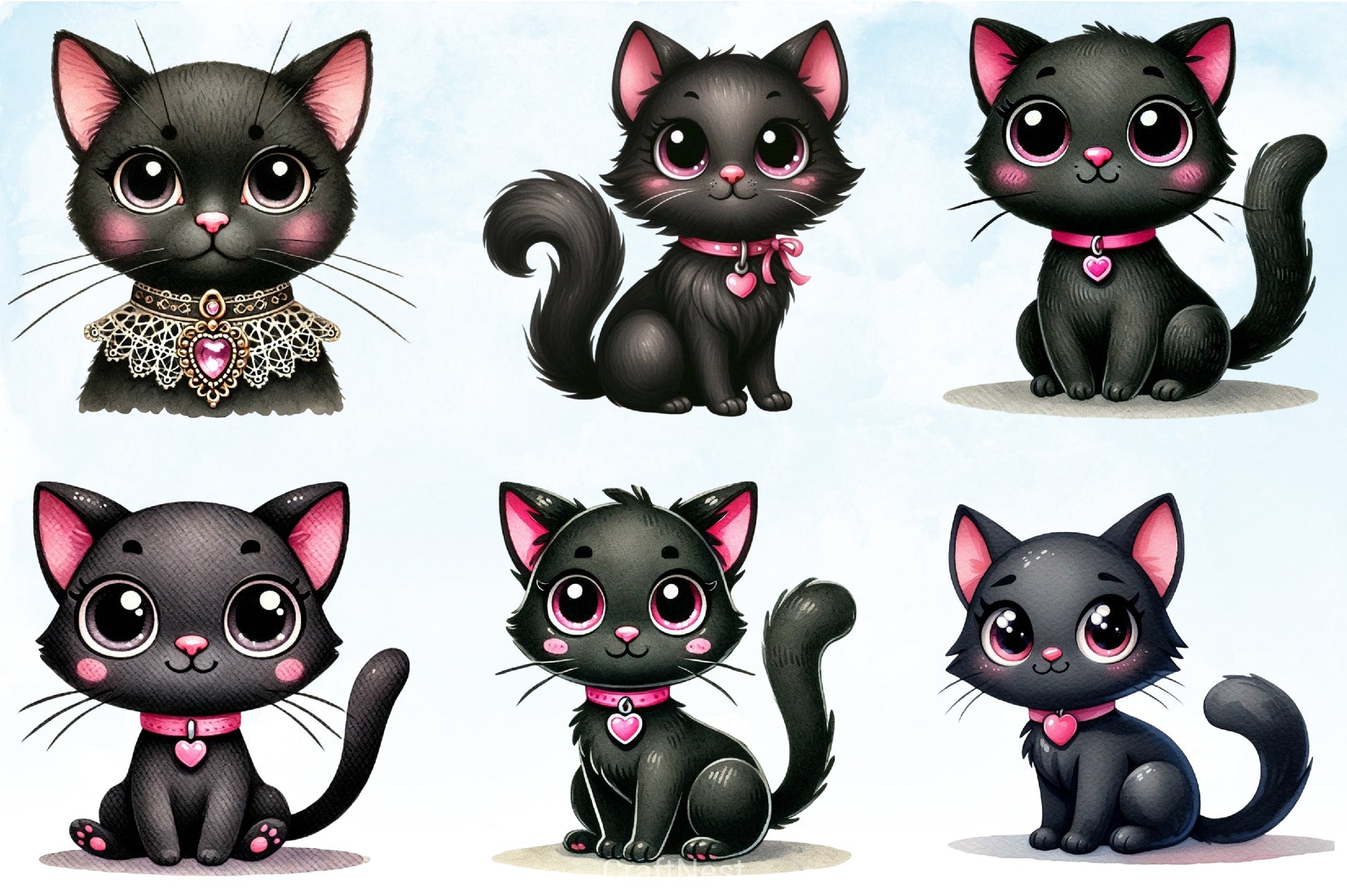 Valentine Black Cat Clipart Bundle - CraftNest - Digital Crafting and Art