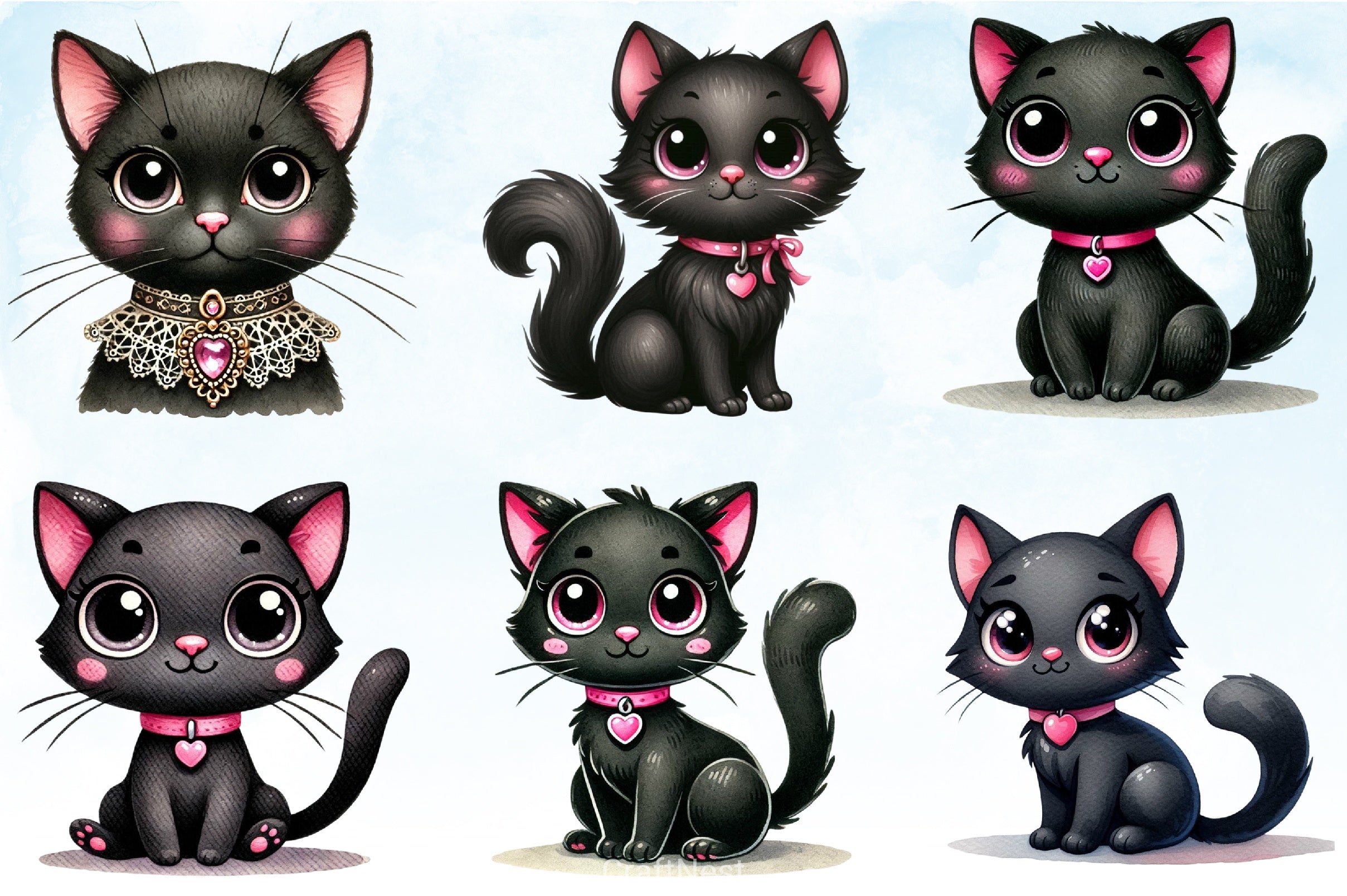 Valentine Black Cat Clipart Bundle - CraftNest - Digital Crafting and Art