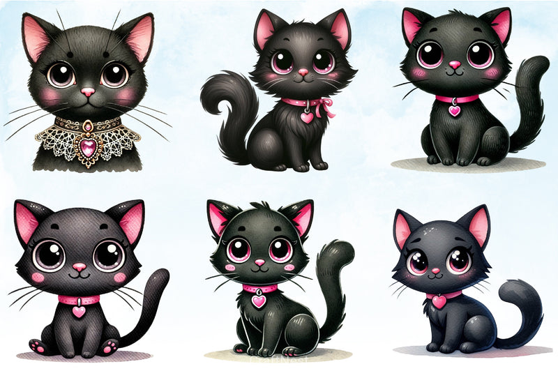 Valentine Black Cat Clipart Bundle - CraftNest - Digital Crafting and Art
