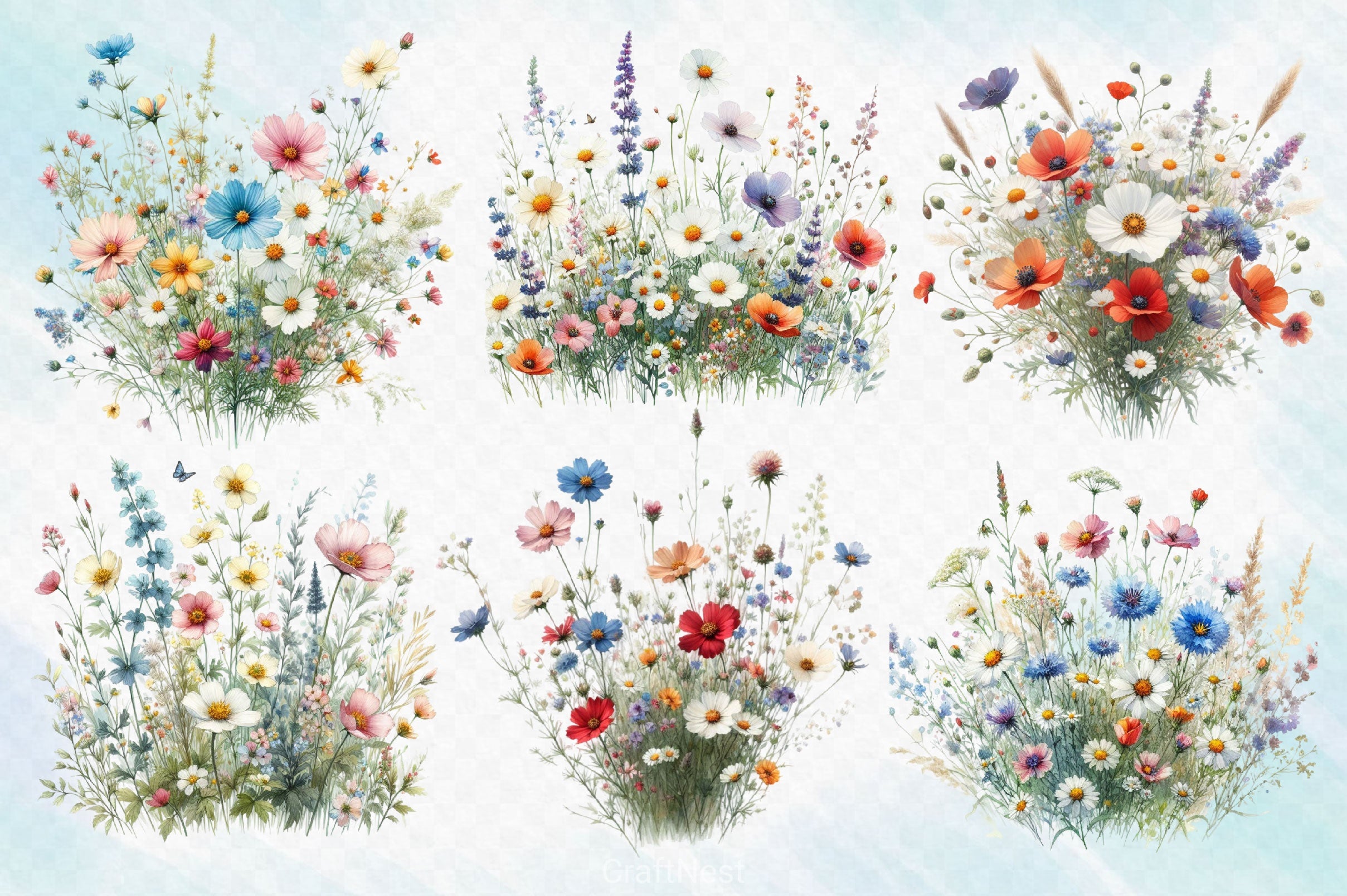 Wildflower Meadow Clipart Bundle 3 - CraftNest - Digital Crafting and Art