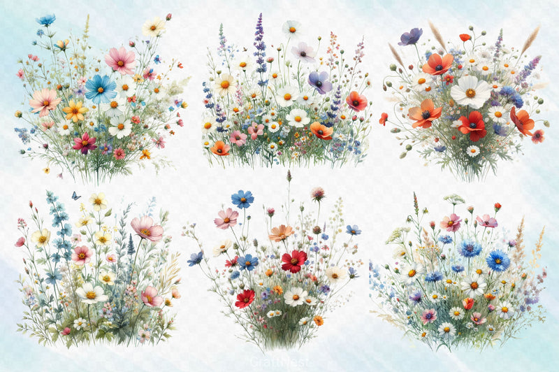 Wildflower Meadow Clipart Bundle 3 - CraftNest - Digital Crafting and Art