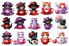Valentine Teacup Kitten Clipart Bundle - CraftNest - Digital Crafting and Art