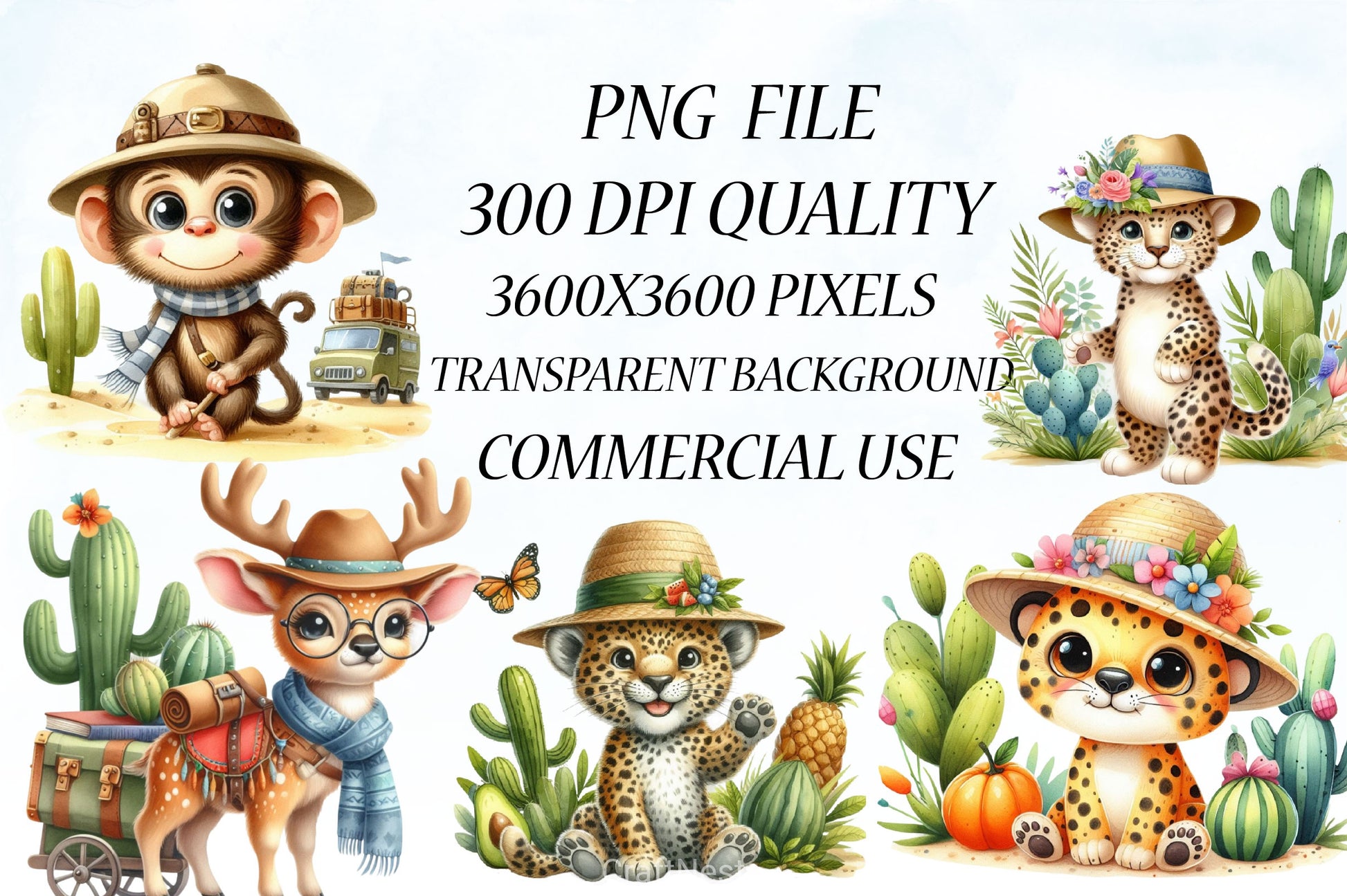 Safari Animals Clipart Bundle - CraftNest - Digital Crafting and Art