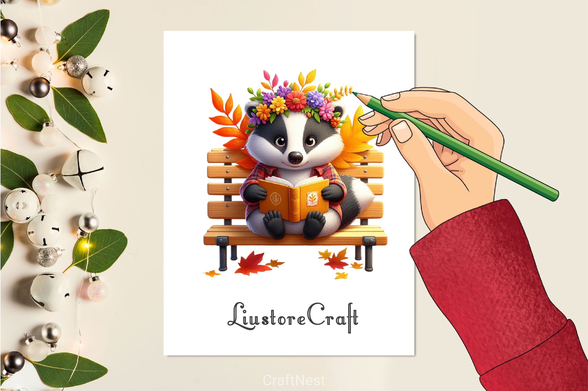 Cute Autumn Badger Clipart Bundle - CraftNest - Digital Crafting and Art