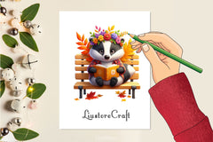 Cute Autumn Badger Clipart Bundle - CraftNest - Digital Crafting and Art