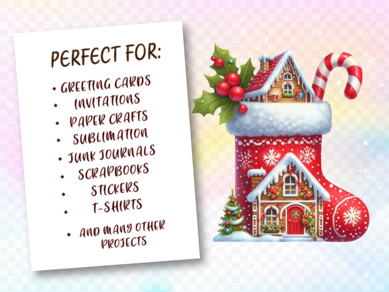 Christmas Stocking With House Clipart Bundle - CraftNest - Digital Crafting and Art