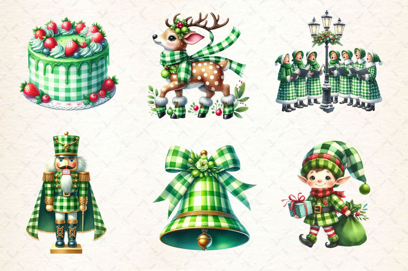 Green Plaid Christmas Clipart Bundle - CraftNest - Digital Crafting and Art
