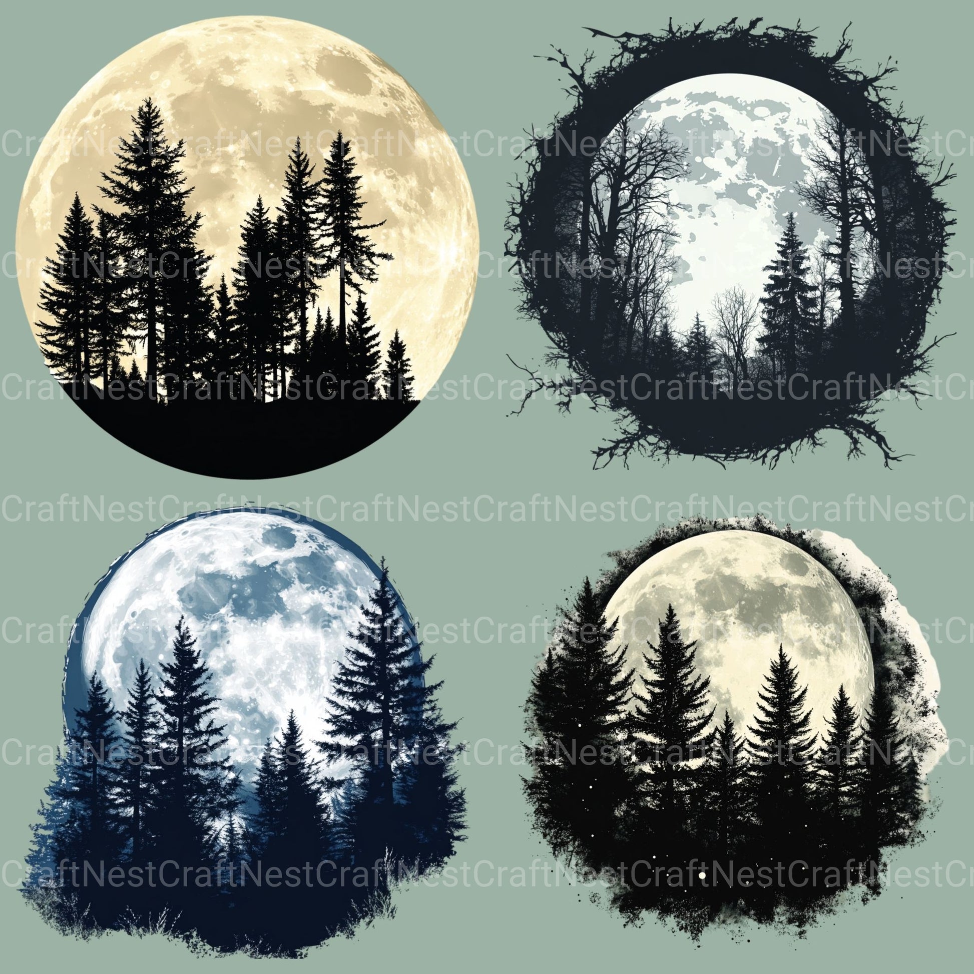 Forest Moon Clipart Bundle - CraftNest - Digital Crafting and Art