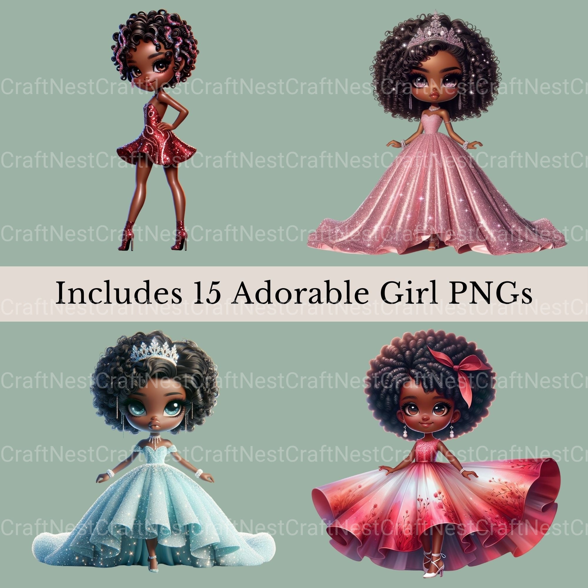 Black Girls Clipart Bundle - CraftNest - Digital Crafting and Art
