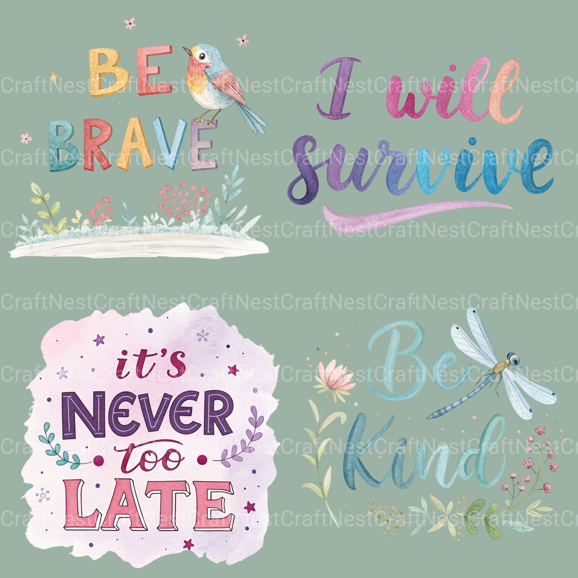 Positive Quotes Clipart Bundle - CraftNest - Digital Crafting and Art