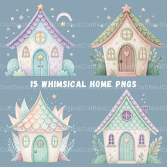 Whimsical Homes Clipart Bundle - CraftNest - Digital Crafting and Art