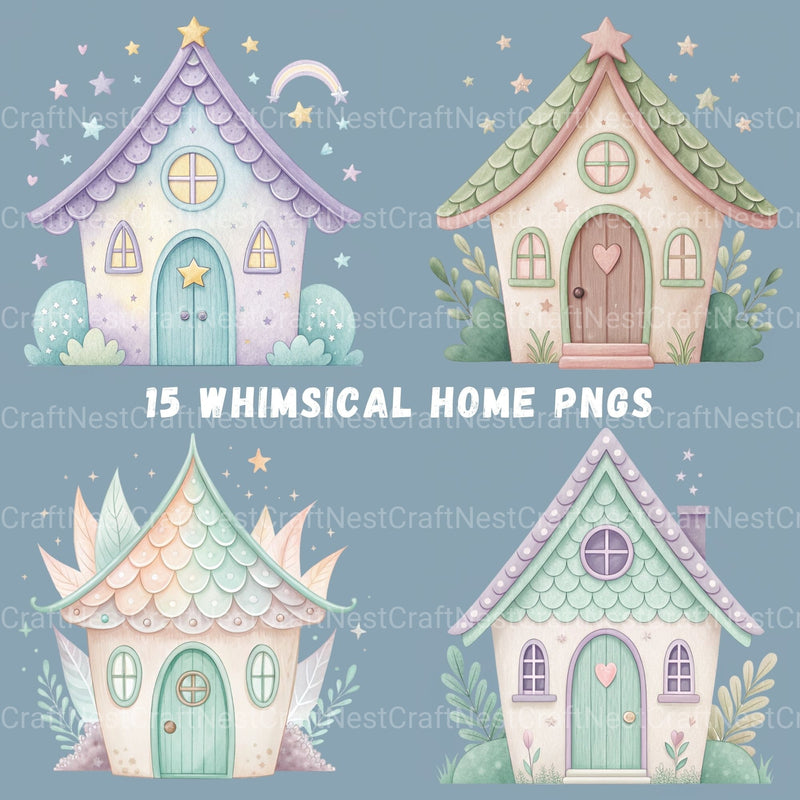 Whimsical Homes Clipart Bundle - CraftNest - Digital Crafting and Art