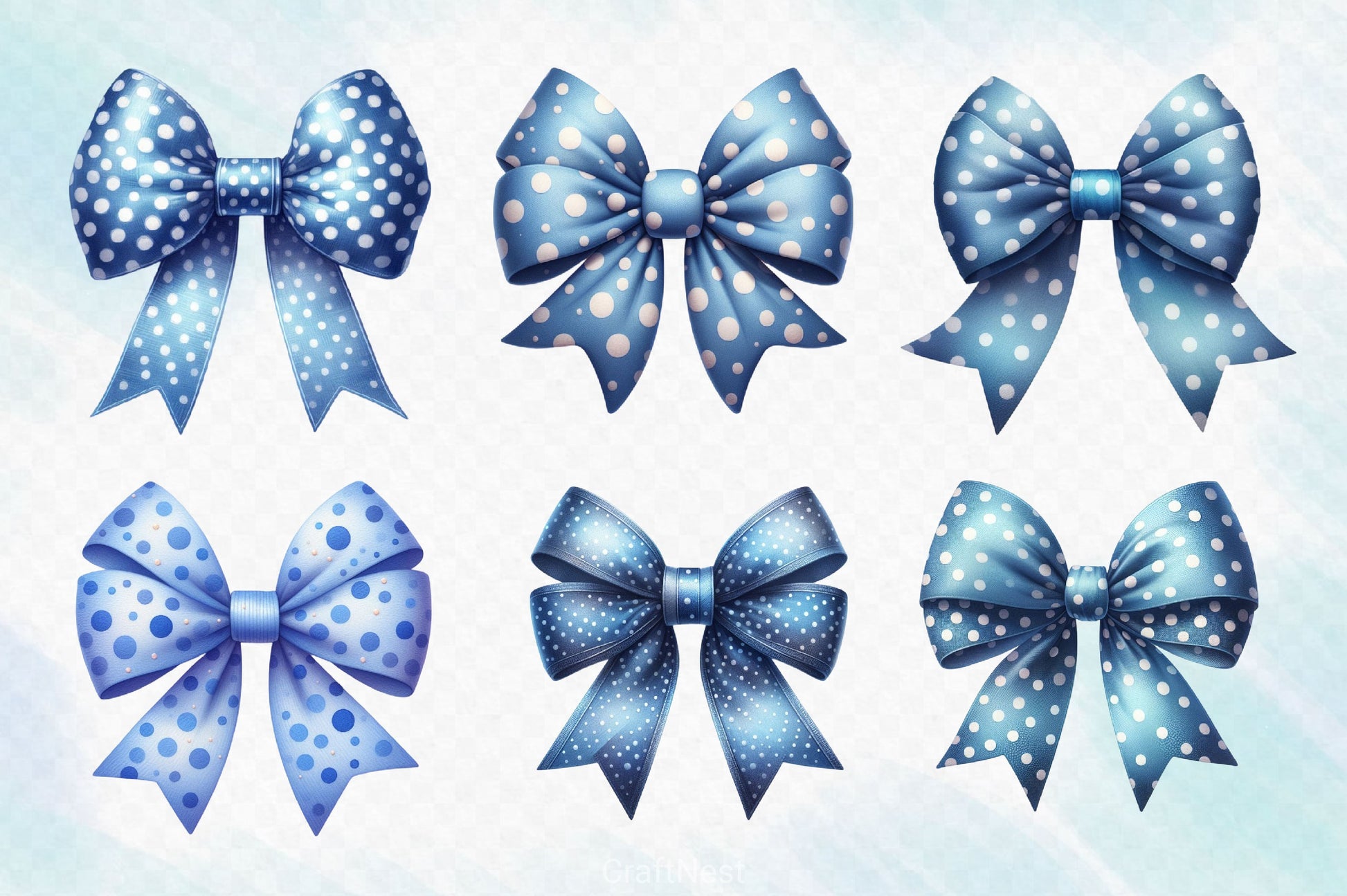 Watercolour Blue Bows Clipart Bundle - CraftNest - Digital Crafting and Art