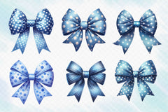 Watercolour Blue Bows Clipart Bundle - CraftNest - Digital Crafting and Art