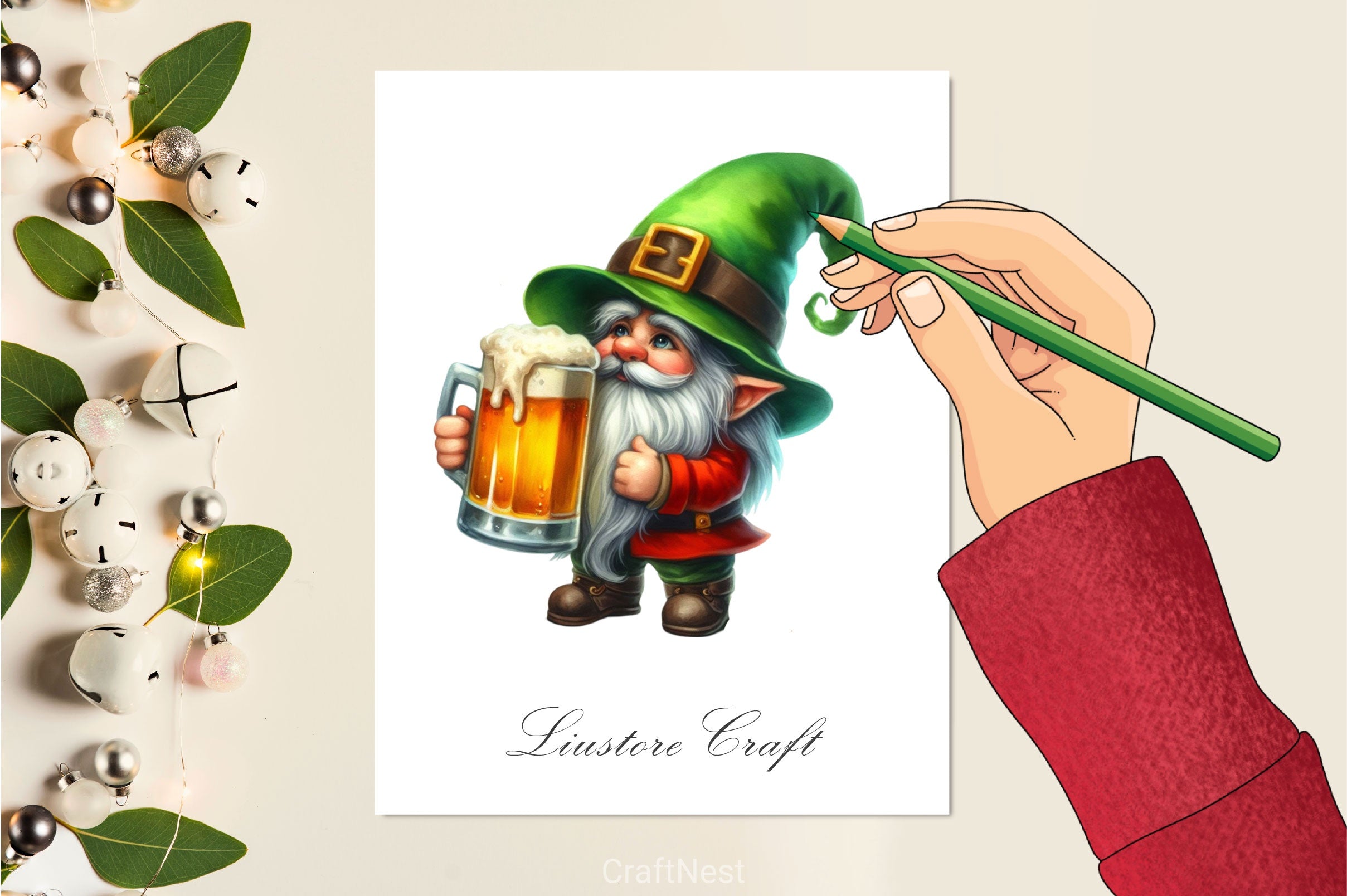 Gnome Drinking Beer St Patricks Day Clipart Bundle - CraftNest - Digital Crafting and Art