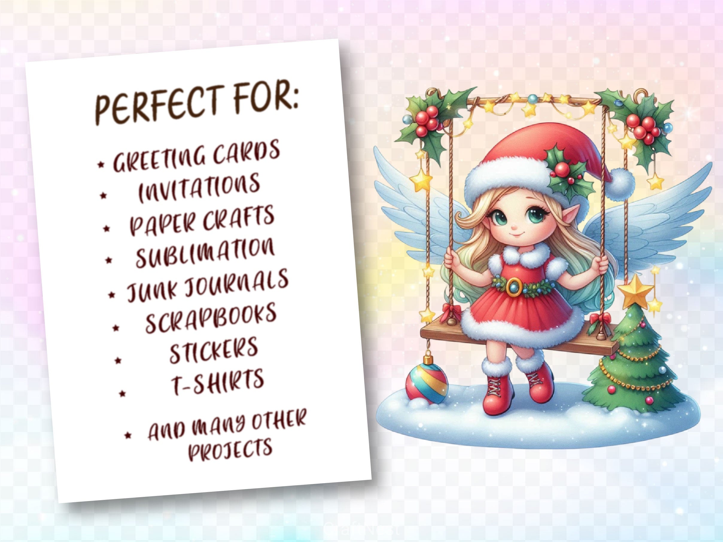 Christmas Fairy On Swing Clipart Bundle - CraftNest - Digital Crafting and Art