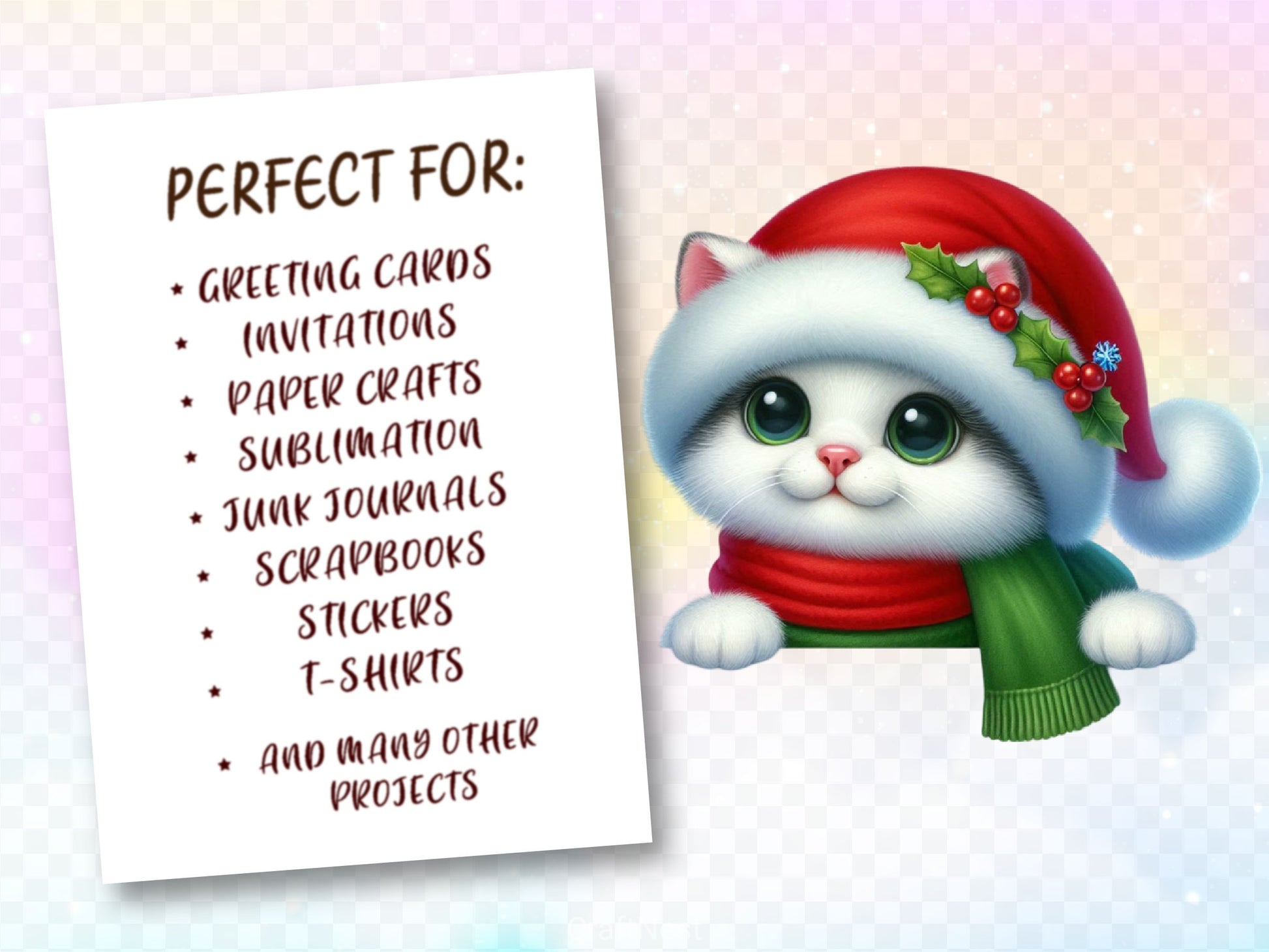 Christmas Peeking Cat Clipart Bundle - CraftNest - Digital Crafting and Art