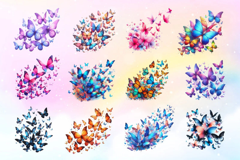Butterflies Flying Together Clipart Bundle 2 - CraftNest - Digital Crafting and Art