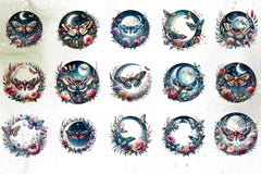 Moth Circle Clipart Bundle - CraftNest - Digital Crafting and Art
